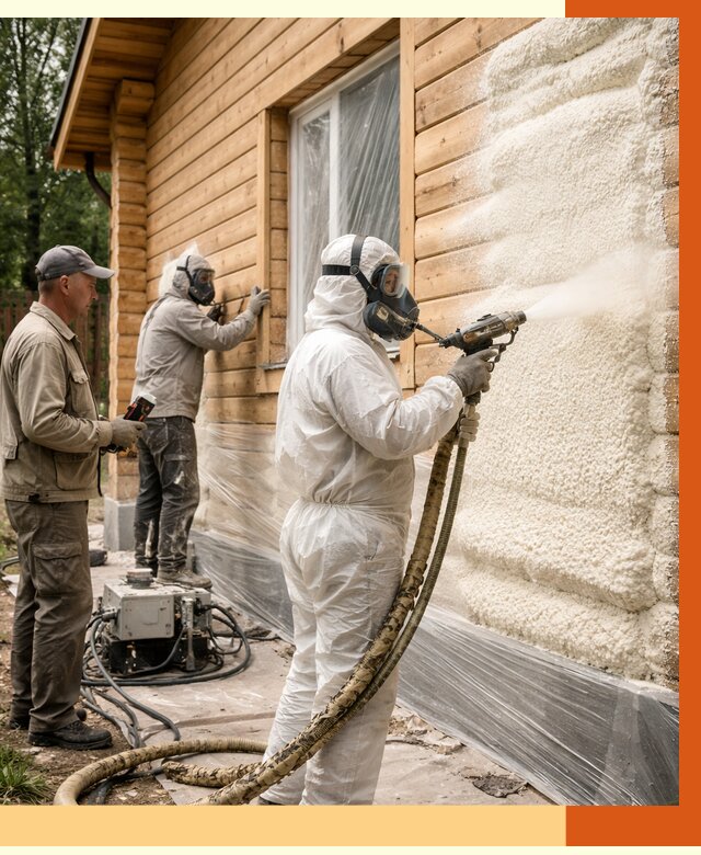 Утепление дома из бруса ППУ в Балахне от 4022 руб/м2 под ключ | ТепломастерБлх