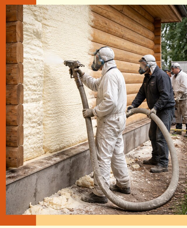 Утепление дома из бруса пенополиуретаном в Балахне