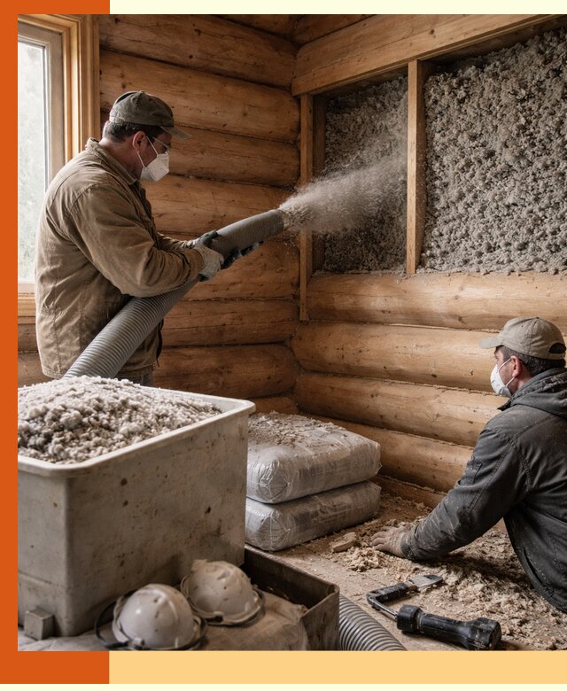 Утепление дома из бруса эковатой в Балахне