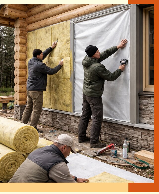 Утепление бревенчатого дома в Балахне от 7993 руб/м2 — заказать под ключ | ТепломастерБлх