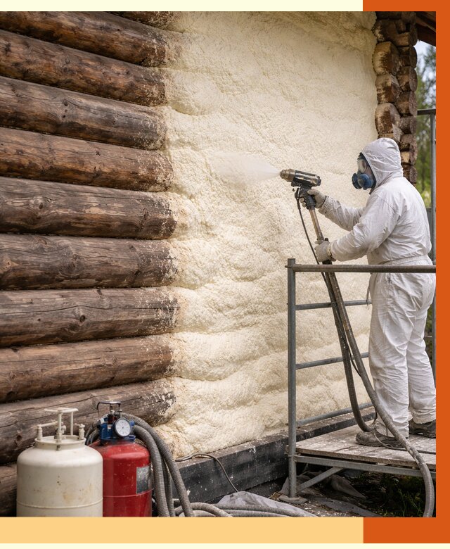 Утепление бревенчатого дома ППУ в Балахне под ключ от 6530 руб. | ТепломастерБлх