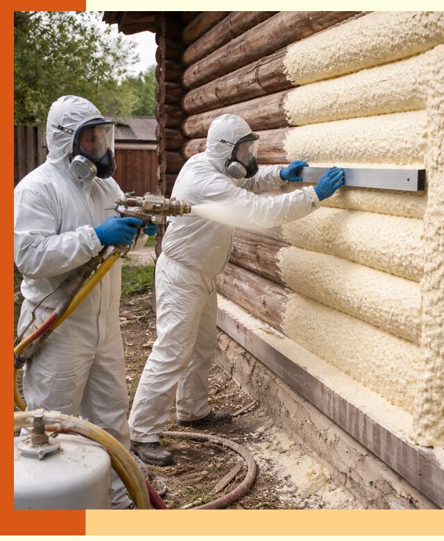 Утепление бревенчатого дома ППУ в Балахне эффективной изоляцией