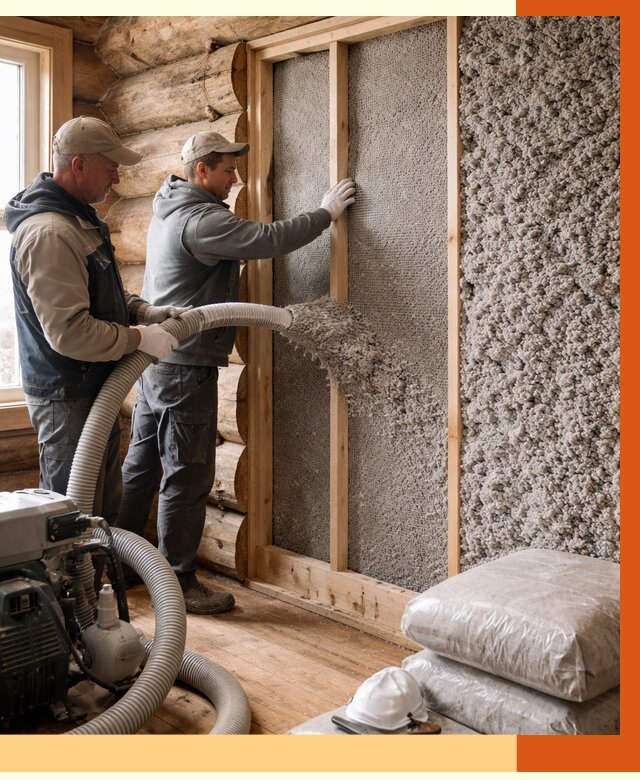 Утепление бревенчатого дома эковатой в Балахне от 2873 руб. | ТепломастерБлх