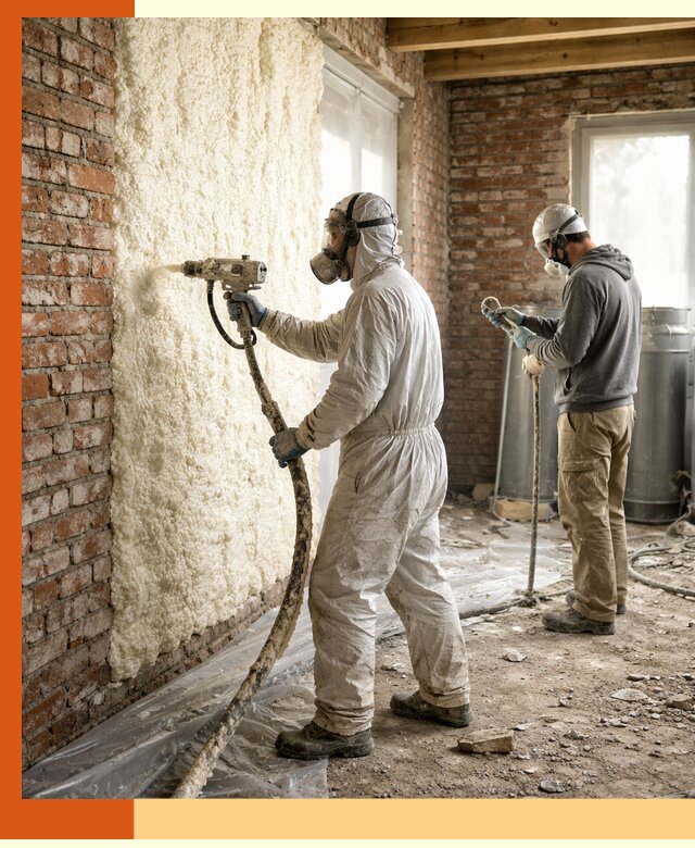 Утепление кирпичного дома пенополиуретаном в Балахне