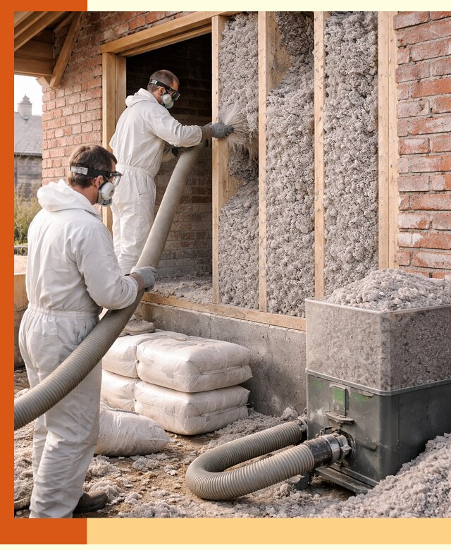 Утепление кирпичного дома эковатой в Балахне