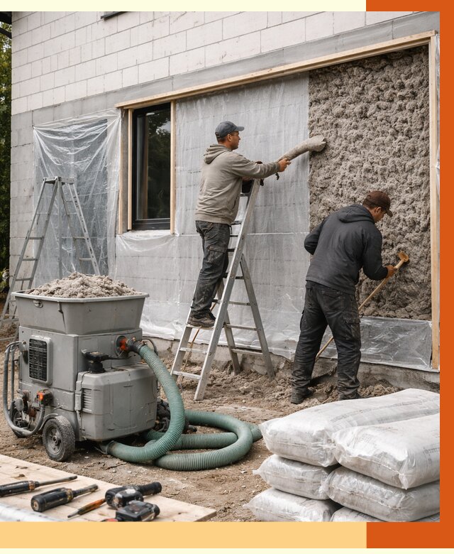 Утепление дома из газобетона эковатой в Балахне от 4702 руб./м2 | ТепломастерБлх