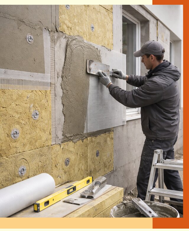 Утепление фасада под штукатурку в Балахне от 4388 руб/м2 — монтаж пенопластом и минватой | ТепломастерБлх