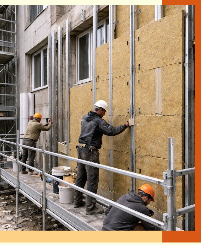 Утепление вентилируемого фасада в Балахне от 5851 руб/м2 — монтаж и утепление вентфасад | ТепломастерБлх