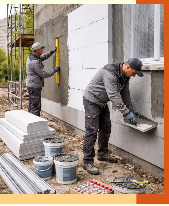 Утепление фасада и стен снаружи в Балахне от 4388 руб. | ТепломастерБлх