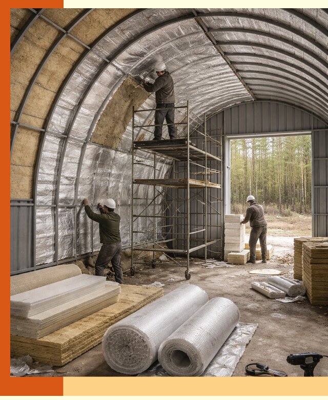 Утепление арочного ангара под ключ в Балахне