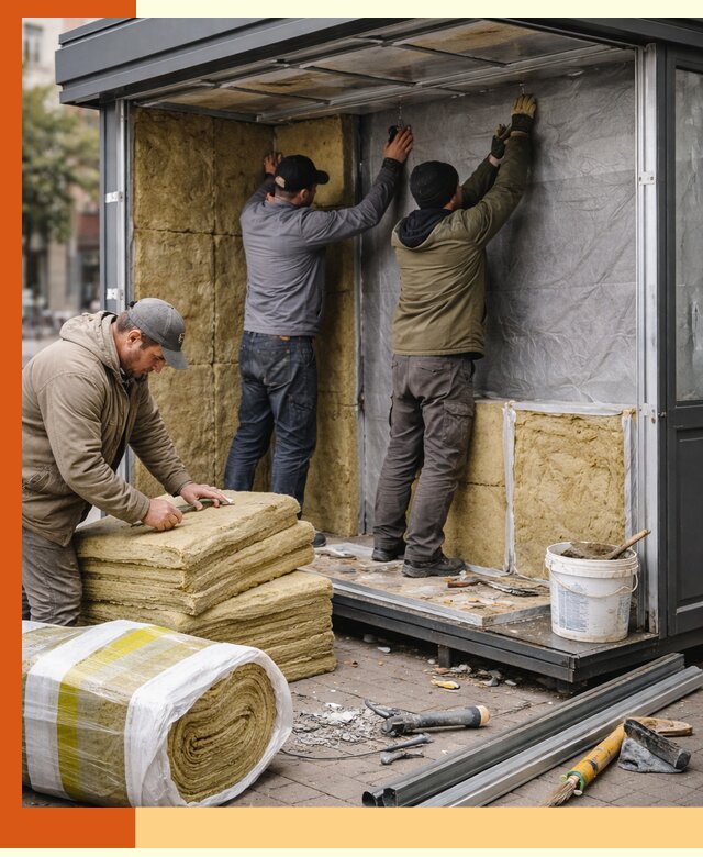 Утепление павильона шаурмы под ключ в Балахне