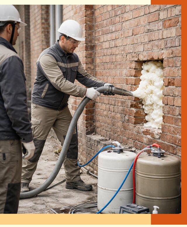 Заливка ППУ в пустоты кирпичной стены в Балахне от 2873 руб. | ТепломастерБлх