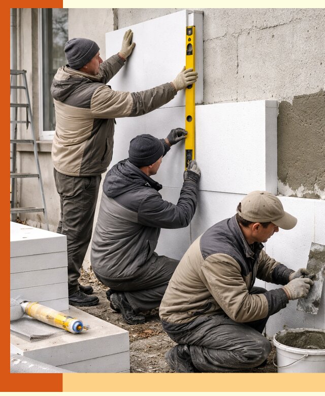 Утепление пенопластом наружных стен и фасадов в Балахне