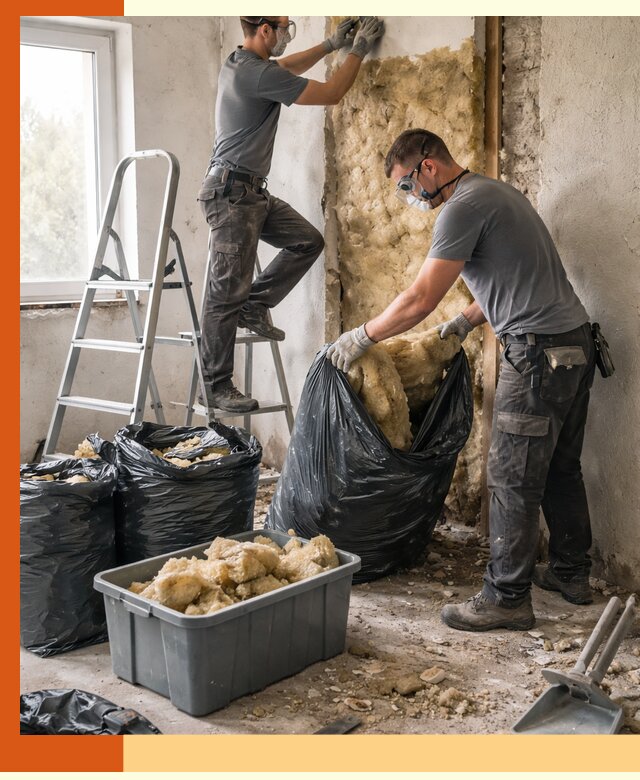 Демонтаж старого утеплителя и вывоз отходов в Балахне