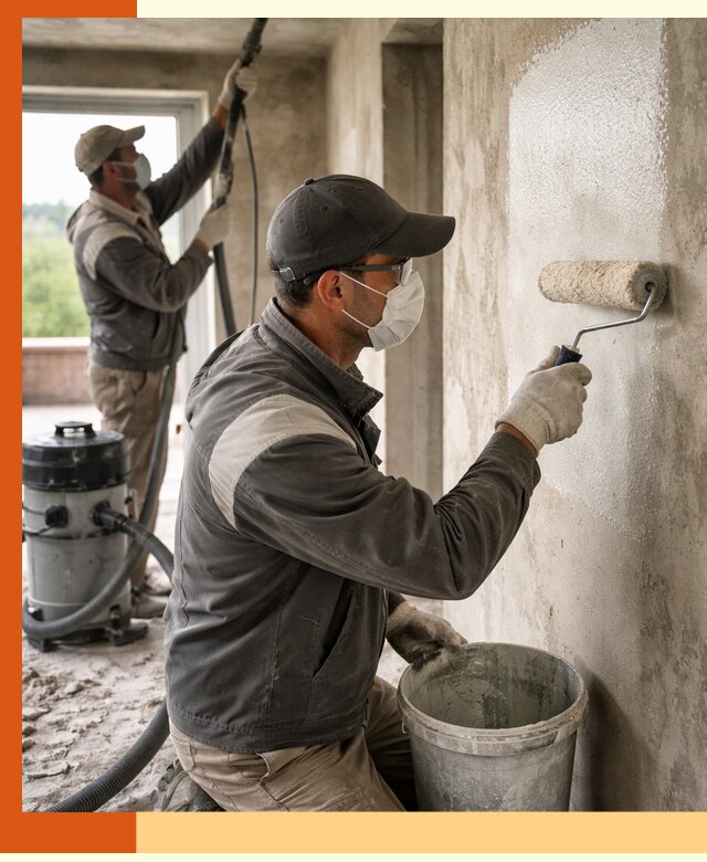 Подготовка поверхности под напыление утеплителя в Балахне