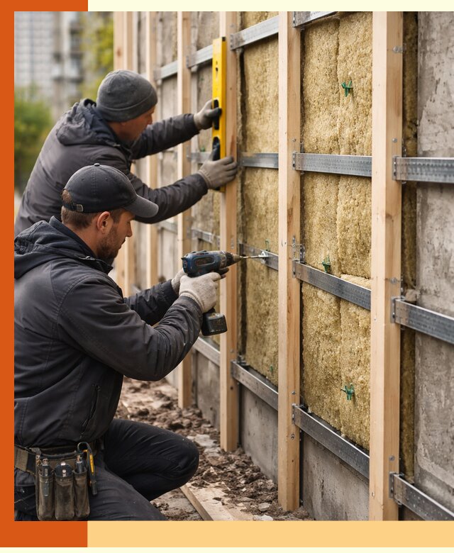 Монтаж обрешетки под утепление зданий и квартир в Балахне
